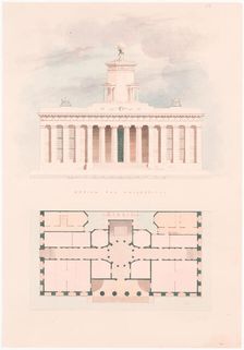 Design for a University (entrance facade and plan), n.d.. Creator: Alexander Jackson Davis