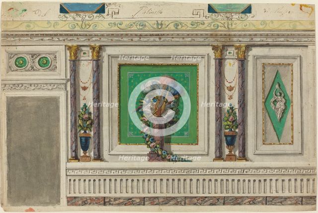 Design for a Wall of a Music Room [recto]. Creator: Unknown.