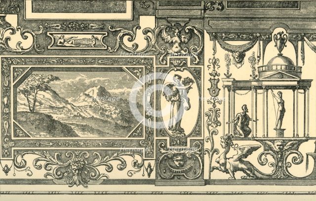 Design for a wall or ceiling decoration in the grotesque taste, 16th century, (1881). Creator: Unknown.