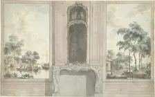 Design for a wall painting with fireplace, 1752-1819. Creator: Juriaan Andriessen
