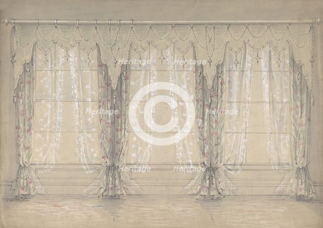 Design for a Wall with Three Windows, 1841-84. Creator: Charles Hindley & Sons.