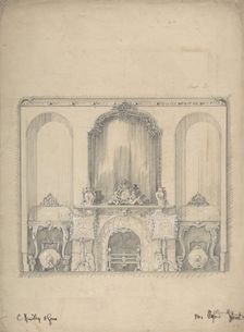 Design for a Wall with a Fireplace and Side Tables, 1841-84. Creator: Charles Hindley & Sons