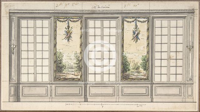 Design for a Windowed Wall with Decorative Panels, mid-18th century. Creator: Anon.