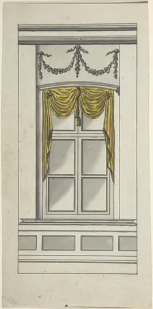 Design for a Window with Yellow Drapery, 18th century. Creator: Anon