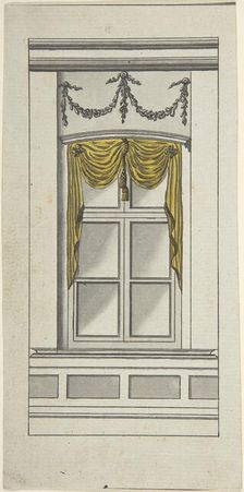 Design for a Window with Yellow Drapery, 18th century. Creator: Anon