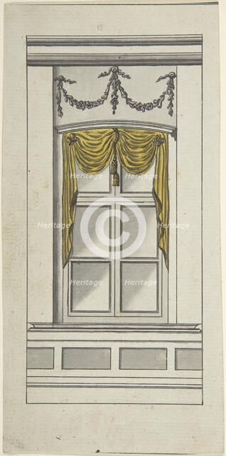 Design for a Window with Yellow Drapery, 18th century. Creator: Anon.