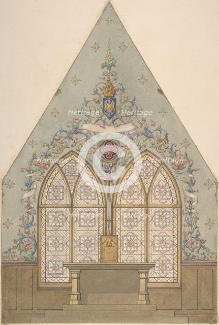 Design for Altar and Chapel, Farnborough, 1880-86. Creators: Jules-Edmond-Charles Lachaise, Eugène-Pierre Gourdet.