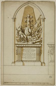 Design for an Unexecuted Funerary Monument for the First Duke of Marlborough, n.d. Creators: John Michael Rysbrack, Sir James Thornhill