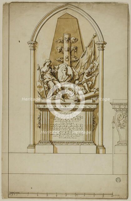 Design for an Unexecuted Funerary Monument for the First Duke of Marlborough, n.d. Creators: John Michael Rysbrack, Sir James Thornhill.