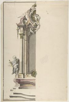 Design for an Aedicular Altar with St. Paul at the Left, mid-18th century. Creator: Johann Georg Dirr