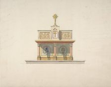 Design for an altar table surmounted by a crucifixion, second half 19th century. Creators: Jules-Edmond-Charles Lachaise, Eugène-Pierre Gourdet