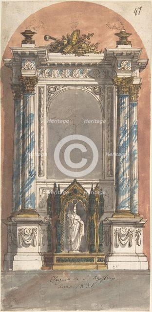 Design for an Altar with a Statue of the Virgin and Child., ca. 1831. Creator: Anon.