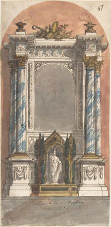 Design for an Altar with a Statue of the Virgin and Child., ca. 1831. Creator: Anon