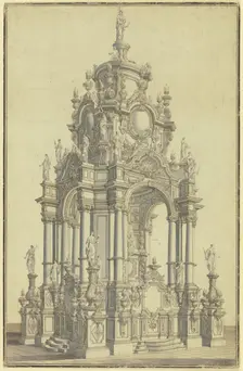 Design for an altar, early-mid 18th century. Creator: Alessandro Galli Bibiena