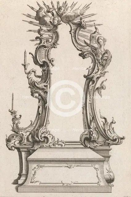Design for an Altar, Plate 4 from an Untitled Series of Designs for Altars,..., Printed ca. 1750-56. Creator: Jacob Gottlieb Thelot.