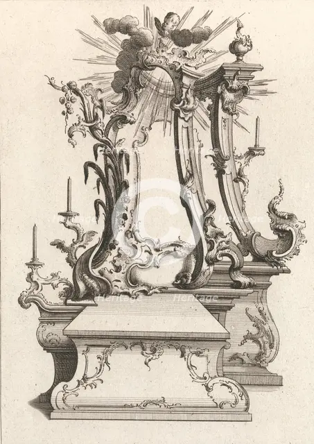 Design for an Altar, Plate 2 from an Untitled Series of Designs for Altars,..., Printed ca. 1750-56. Creator: Jacob Gottlieb Thelot.