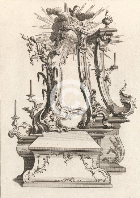 Design for an Altar, Plate 2 from an Untitled Series of Designs for Altars,..., Printed ca. 1750-56. Creator: Jacob Gottlieb Thelot.