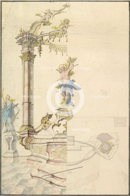 Design for an Altarpiece with a Figure of St. Sebastian, 1741. Creator: Joseph Anton Feuchtmayer.