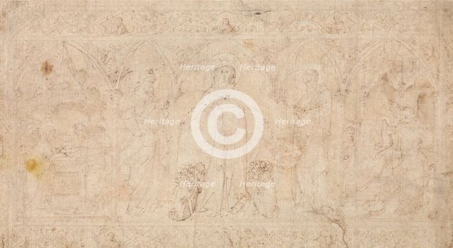 Design for an Antependium: The Madonna della Misericordia with Saints John the Baptist..., ca.1370. Creator: Attributed to Lorenzo Veneziano.
