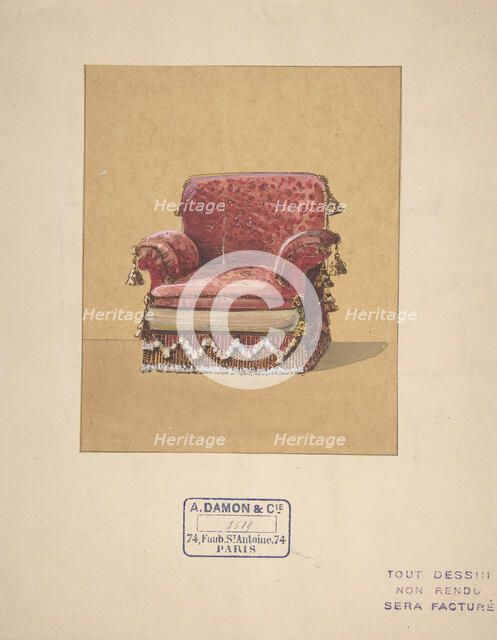 Design for an Armchair, 19th century. Creator: A. Damon et Cie.