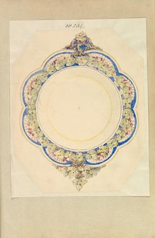 Design for an Eight- Lobed Platter with Leaf Handles, 1845-55. Creator: Alfred Crowquill