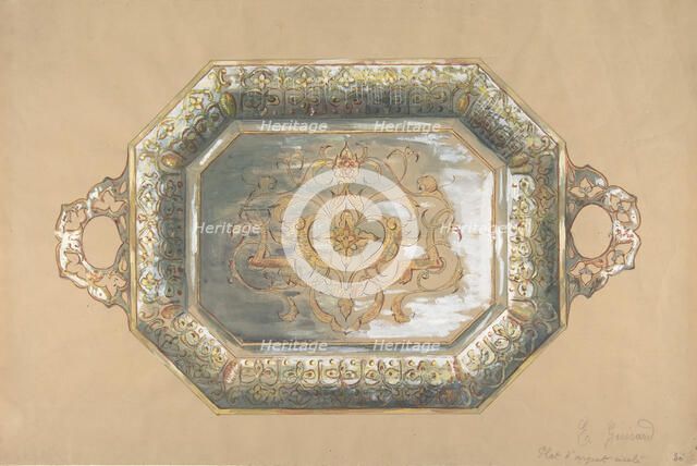 Design for an Embossed Silver Platter, 19th century. Creator: Anon.
