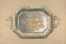 Design for an Embossed Silver Platter, 19th century. Creator: Anon