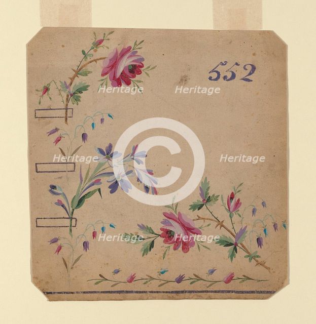 Design for an Embroidered Waistcoat Corner, France, 1780/90. Creator: Unknown.
