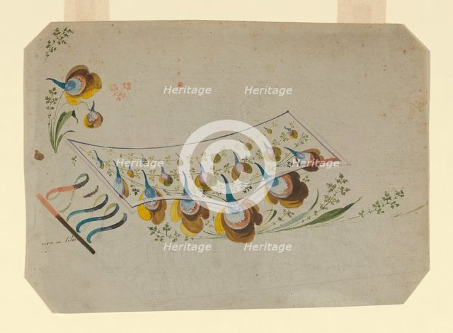 Design for an Embroidered Waistcoat Pocket, France, 1780-90. Creator: Unknown.