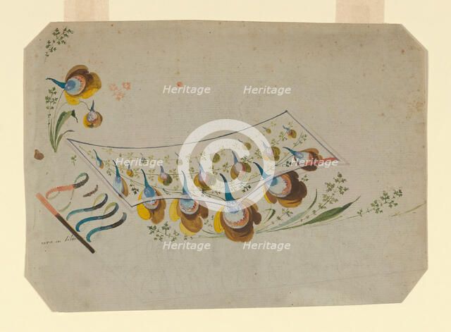 Design for an Embroidered Waistcoat Pocket, France, 1780-90. Creator: Unknown.