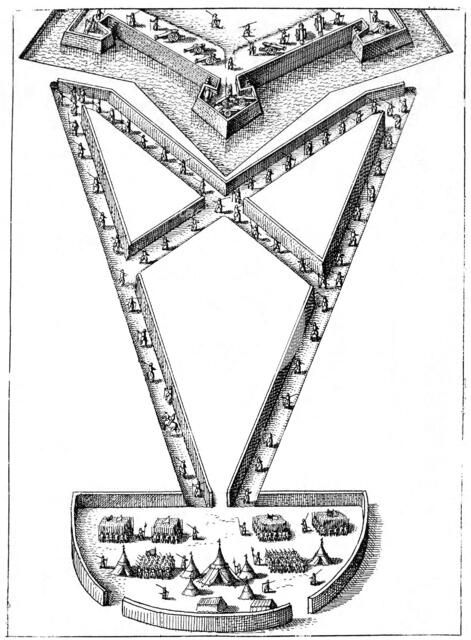 Design for an encampment outside a besieged fortress, 1617-1619. Artist: Unknown