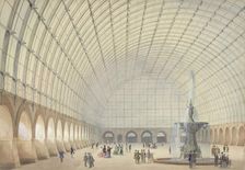 Design for an exercise and industrial exhibition hall in Vienna, perspectival interior view, 1853. Creator: Sprenger, Paul Eduard (1798-1854)
