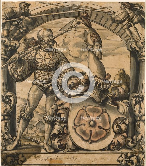 Design for an heraldic panel of stained glass, 1522. Artist: Hans Holbein the Younger.
