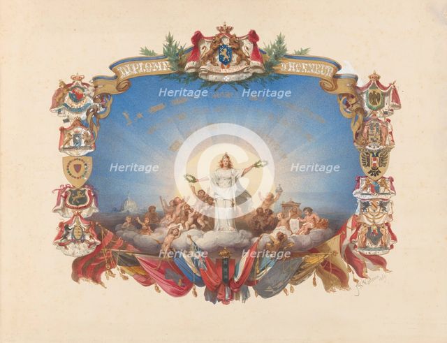 Design for an Honorary Diploma, 1869. Creator: Jan Philip Koelman.