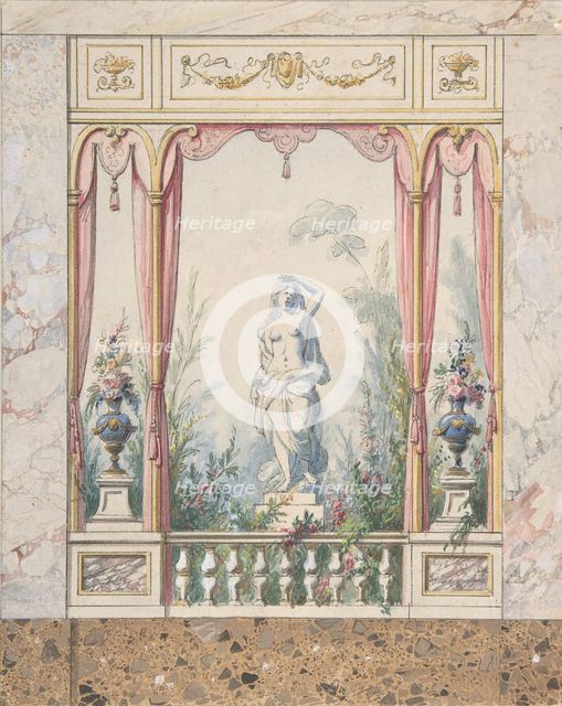 Design for an Interior with a Window into a Garden, 1800-1850. Creator: Anon.