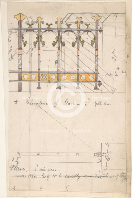 Design for an Iron Gate, Elevation and Plan, ca. 1880. Creator: Richardson Ellson & Co.