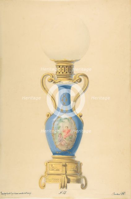 Design for an Oil Lamp, 19th century. Creator: Anon.