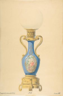 Design for an Oil Lamp, 19th century. Creator: Anon