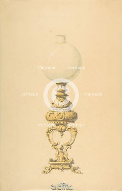 Design for an Oil Lamp, 19th century. Creator: Anon.