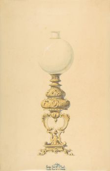 Design for an Oil Lamp, 19th century. Creator: Anon