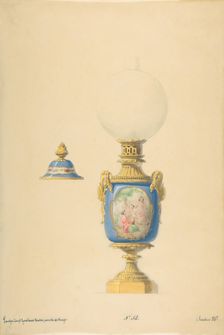 Design for an Oil Lamp and Lid, 19th century. Creator: Anon