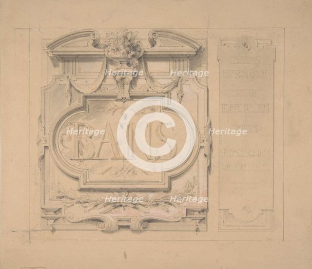 Design for an ornamental plaque for a bath house, 1830-97. Creators: Jules-Edmond-Charles Lachaise, Eugène-Pierre Gourdet.