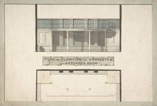 Design for an Orchestra Gallery in an Assembly Room, Plan and Elevation, ca. 1800. Creator: Anon