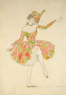 Design for Anna Pavlova's Costume of Columbine in Arlequinade 1909. Artist: Konstantin Somov
