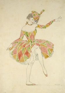 Design for Anna Pavlova's Costume of Columbine in Arlequinade 1909. Artist: Konstantin Somov