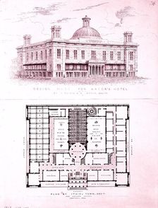 Design for Astor's Hotel, New York, 1834. Creator: Alexander Jackson Davis