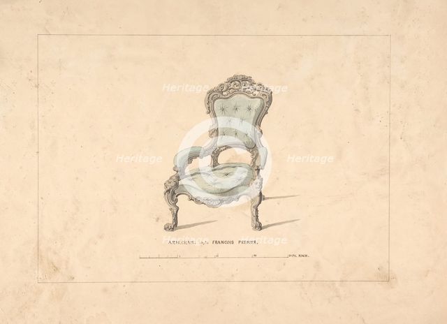 Design for Armchair, François Premier Style, 1835-1900. Creator: Robert William Hume.