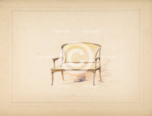 Design for Art Nouveau Loveseat with Caning, 19th century. Creator: Anon.