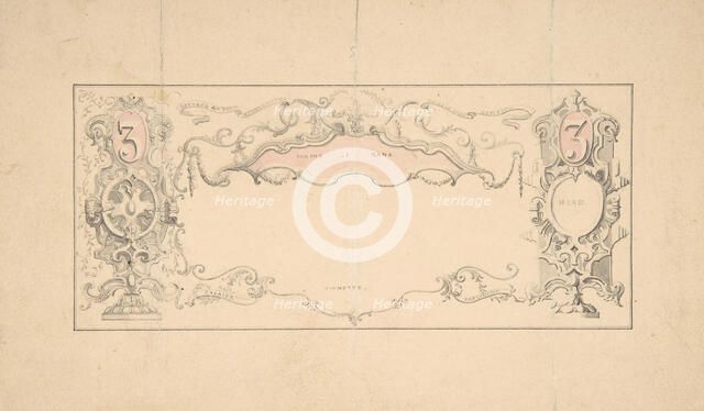 Design for Banknote or Certificate, 1830-1900. Creator: Robert William Hume.