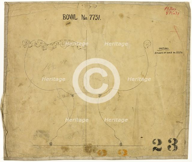 Design for Bowl No. 7751, 1883. Creator: Tiffany & Co.